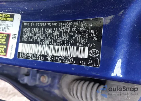 2014 Toyota Corolla S Plus z USA, uszkodzony, nr VIN 2T1BURHE9EC205878